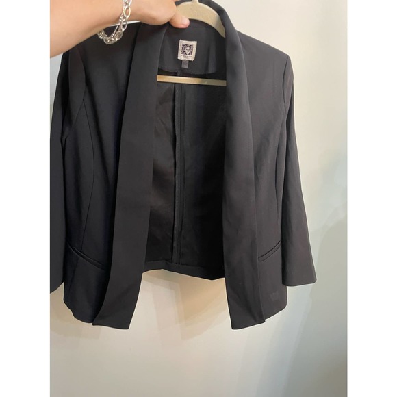 Anne Klein Black Suit Jacket size S Open Front Blazer Shawl Collar - Picture 9 of 10